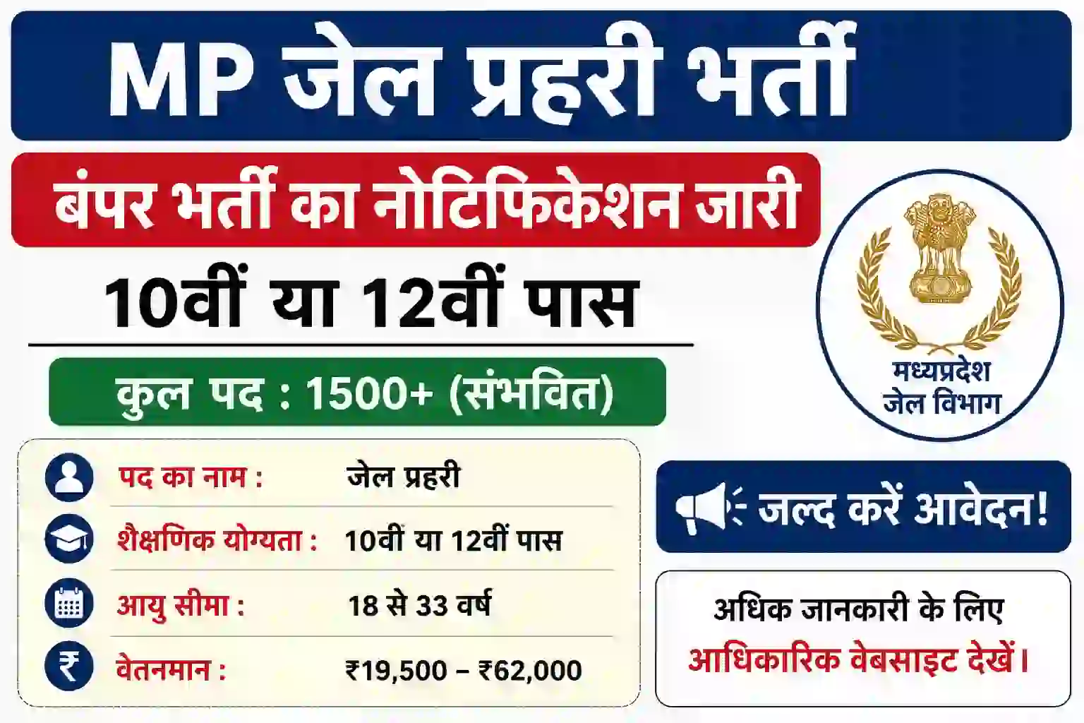 MP Jail Prahari Vacancy